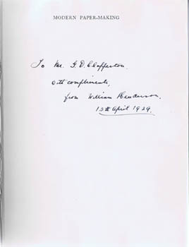 CLAPPERTON, Robert Henderson & William HENDERSON. - Modern Paper-Making.