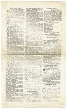 Government notices. - Broadside of government notices dated between April 15th and 24th, 1829.