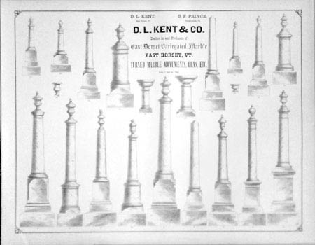 Catalogue - Gravestones. D.L. Kent & Co. East Dorset, Vt. - Turned Marble Monuments, Urns, etc.