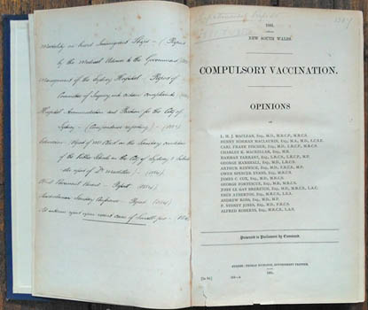 Public health, quarantine & sanitation. - A collection of sixteen reports on vaccination, quarantine, disease and sanitation in Sydney.