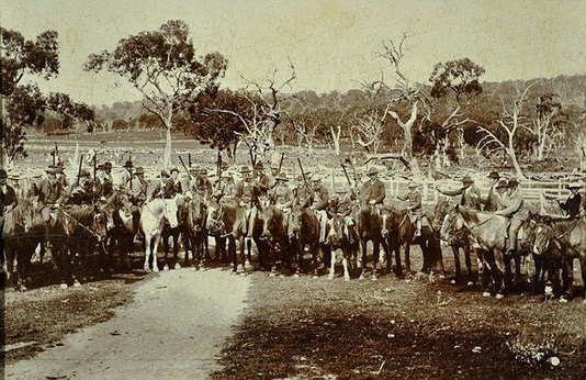Photograph - Hunting party. - A photograph of a group of colonial hunters.