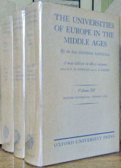 RASHDALL, Hastings. - The Universities of Europe in the Middle Ages. A new edition in three volumes edited by F.M. Powicke and A.B. Emden.