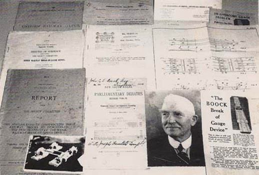 BOOCK, John C.T. - The inventor's collection of papers and reports relating to his 'Boock Break of Gauge Device'. 