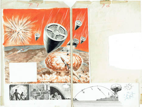 Minamimura Takashi. - Original illustration for a double page spread in Shonen magazine.