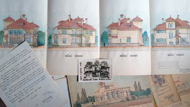 PLOYER, Otokar. - Views, elevations and plans for the Remislavsky-Stome villa and studio in Prague, along with drawings and plans for a 'California Weekender'.