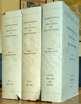 WALRAS, Leon. - Correspondence of Leon Walras and Related Papers. Edited by William Jaffe.